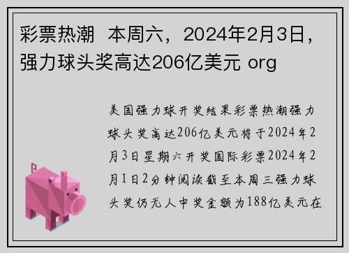 彩票热潮  本周六，2024年2月3日，强力球头奖高达206亿美元 org